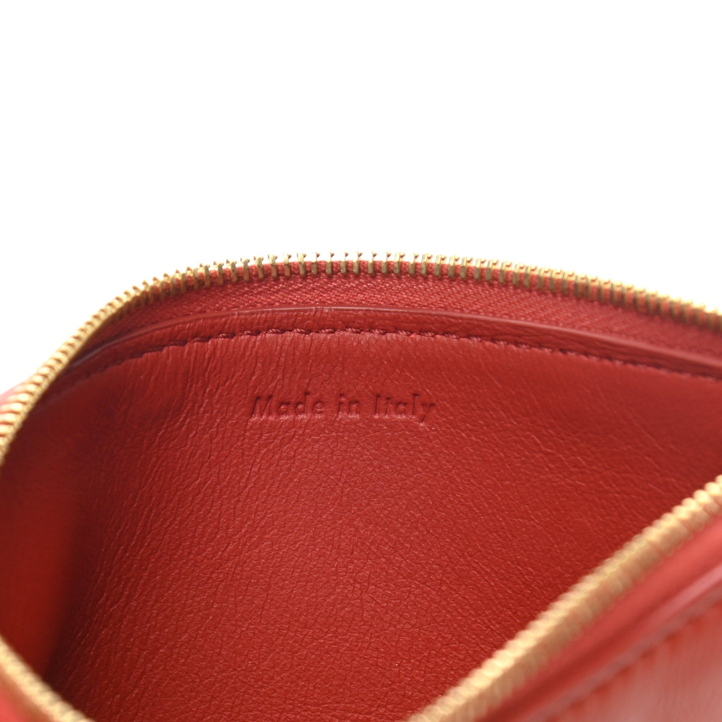 Calfskin Medium Half Zip Multifunction Wallet Coin Purse Fox Red