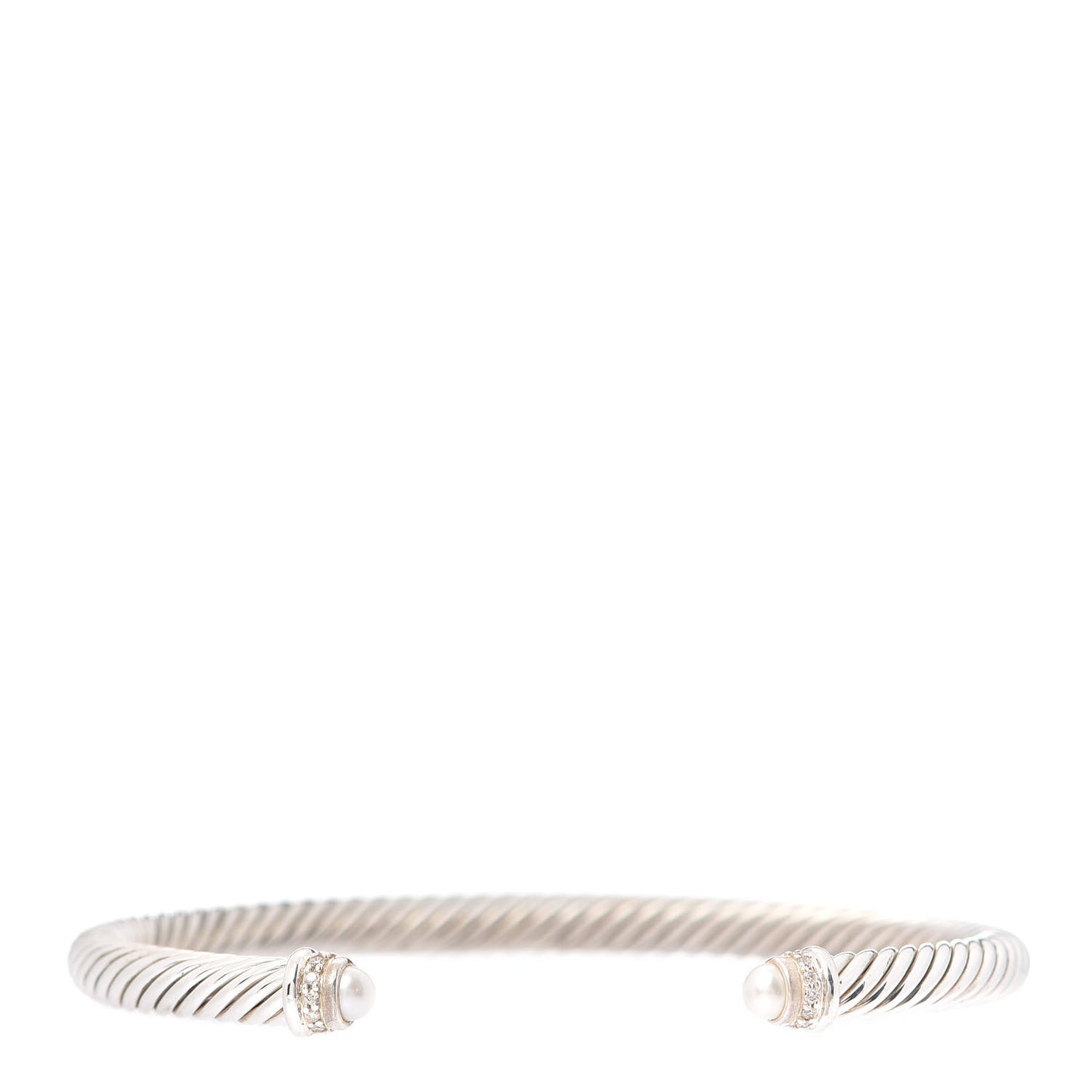 Sterling Silver Diamond Pearl 5mm Cable Classics Bracelet