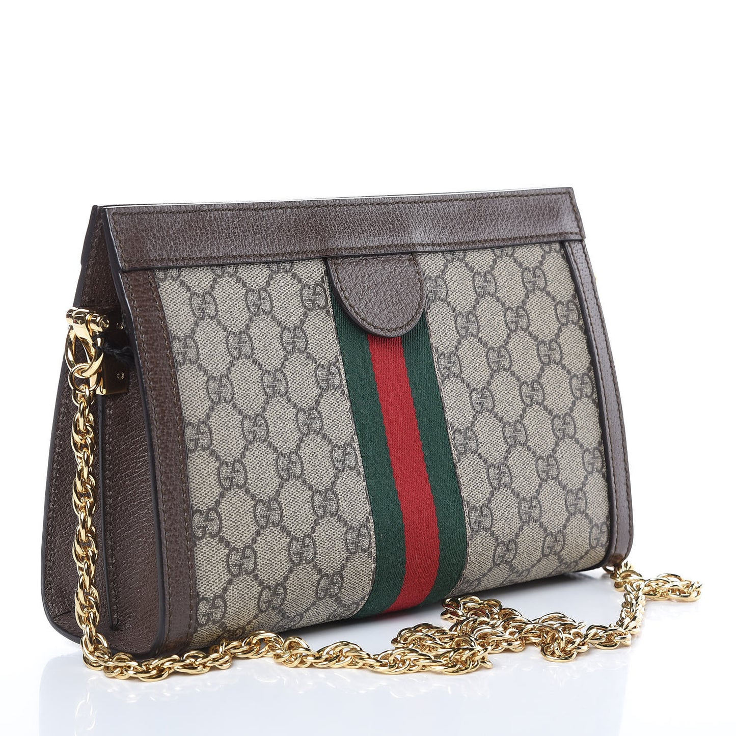 GG Supreme Monogram Web Small Ophidia Chain Shoulder Bag Brown