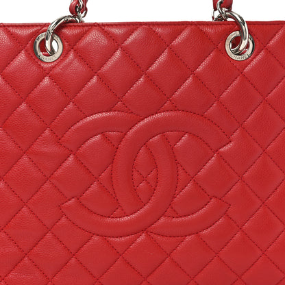 Chanel Caviar Quilted XL Grand Shopping Tote GST Red Red 8 of 10