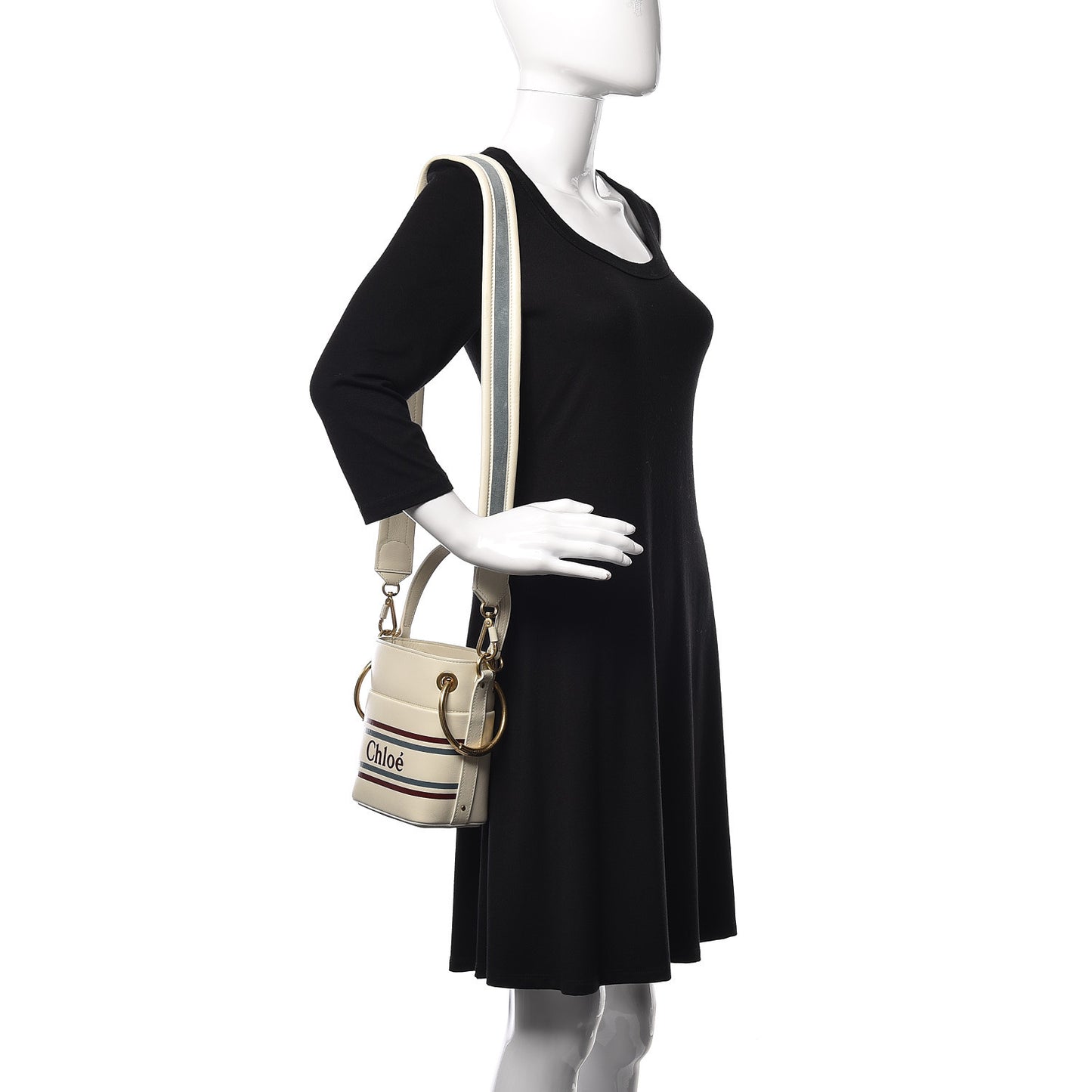 Calfskin Logo Mini Roy Bucket Bag Natural White
