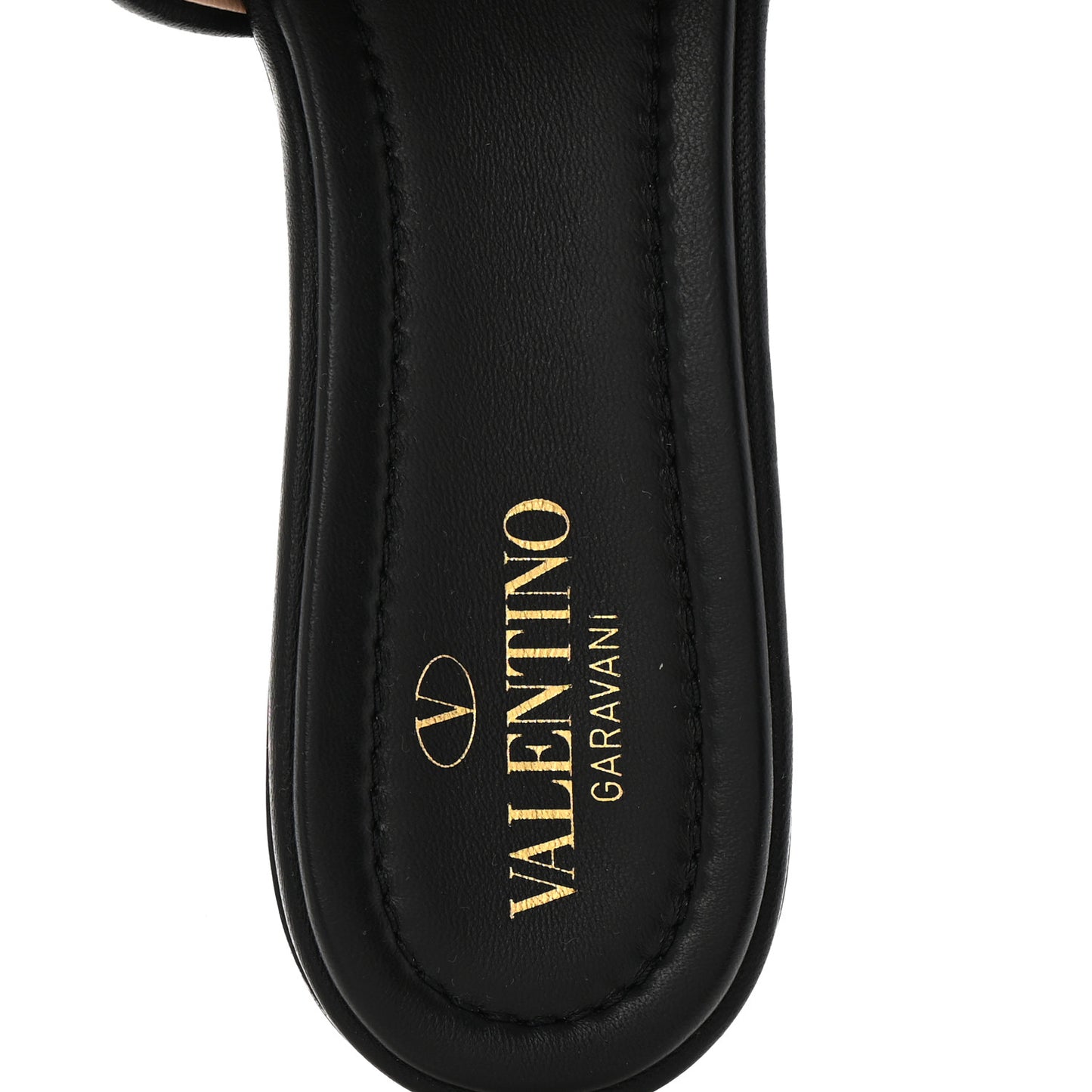 Nappa Roman Stud Flat Slide Sandals 37 Black