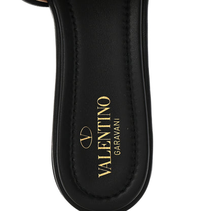 Valentino Garavani Nappa Roman Stud Flat Slide Sandals 37 Black 7 of 10