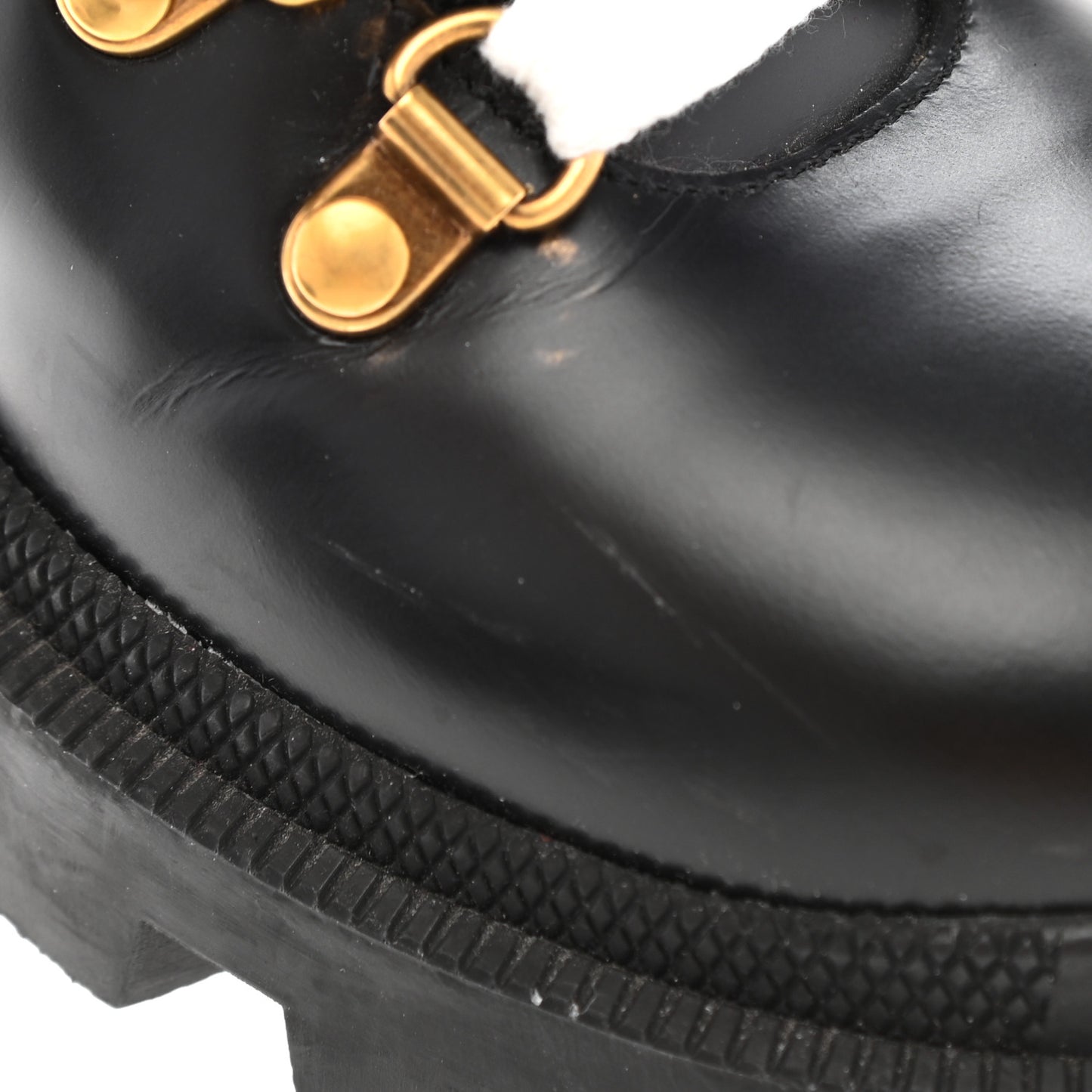 Calfskin Sylvie Web Lace Up Combat Boots 36.5 Black