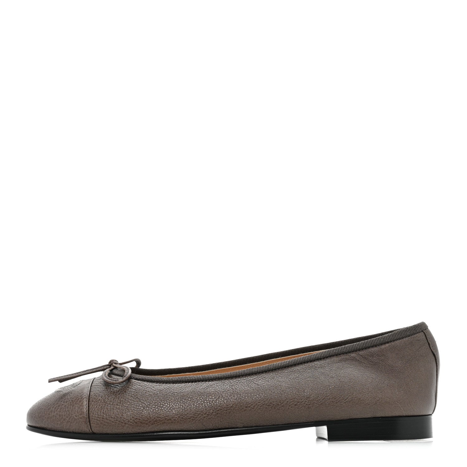 Chanel Iridescent Grained Calfskin Cap Toe Ballerina Flats 40 Dark Silver 1 of 8