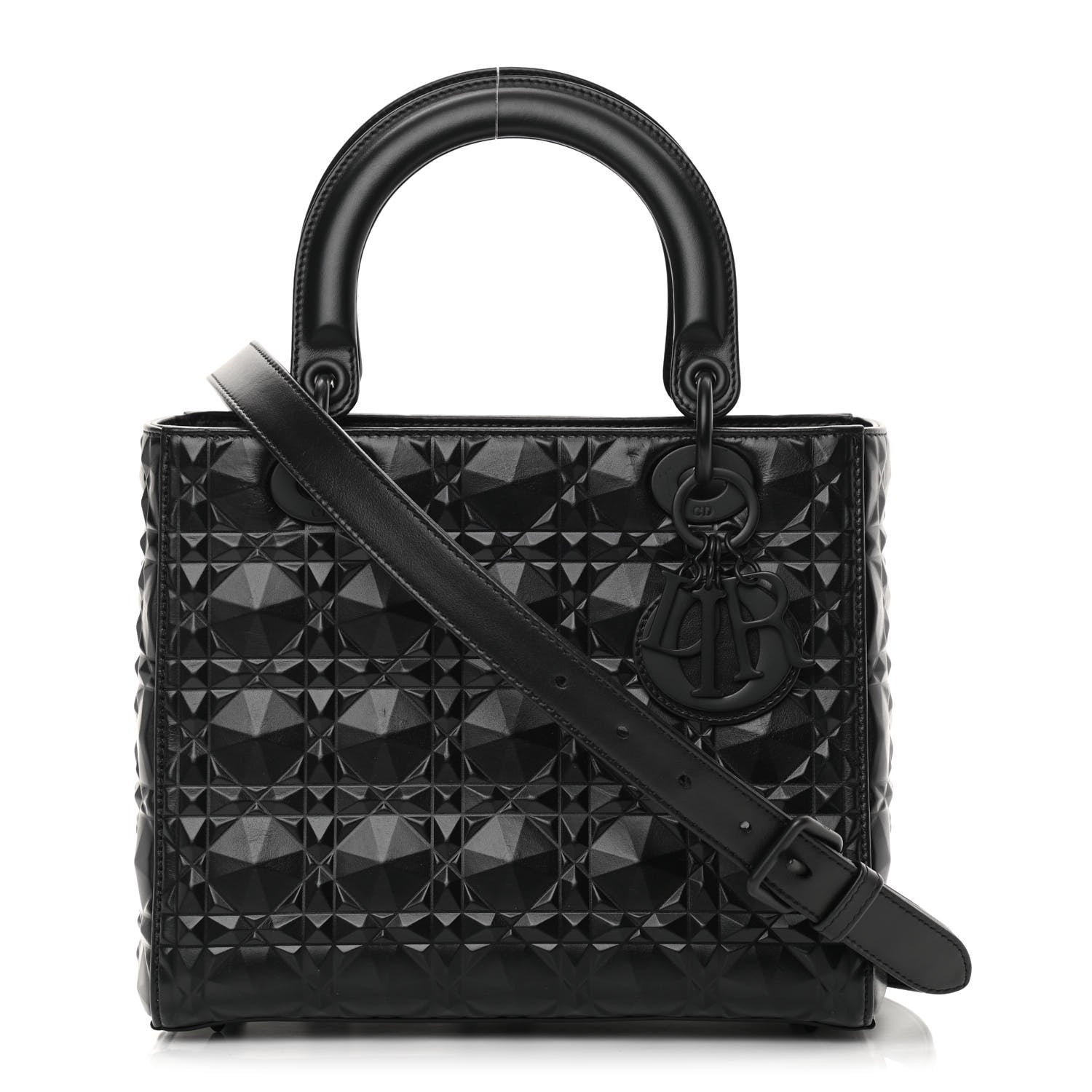 Christian Dior Calfskin Cannage Diamond Cannage Medium Lady Dior Black 1 of 12