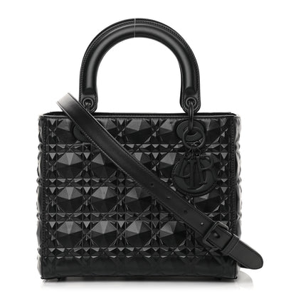 Christian Dior Calfskin Cannage Diamond Cannage Medium Lady Dior Black 1 of 12