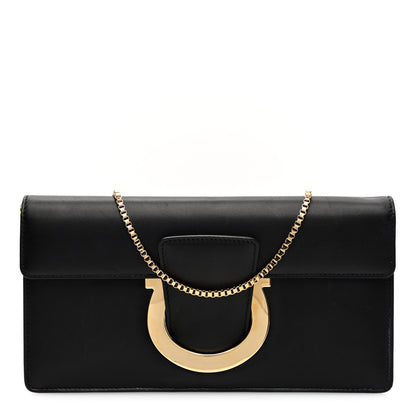 Salvatore Ferragamo Calfskin Thalia Clutch With Chain Black 1 of 9
