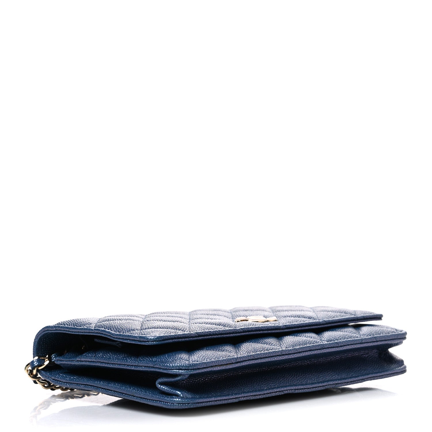 Chanel Iridescent Caviar Quilted Wallet on Chain WOC Dark Blue 4 of 11