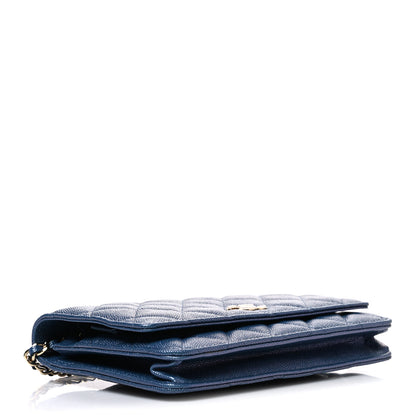 Chanel Iridescent Caviar Quilted Wallet on Chain WOC Dark Blue 4 of 11