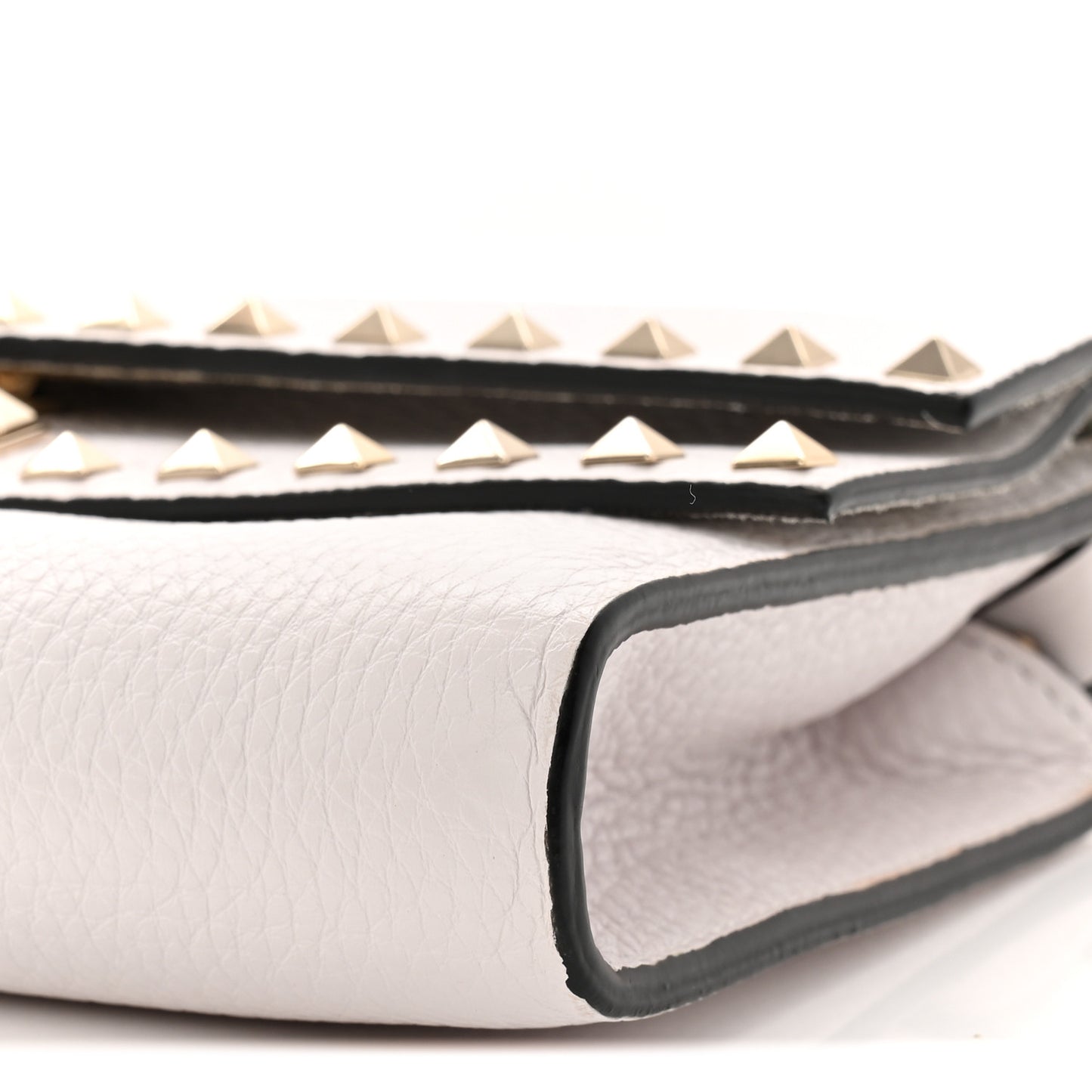 Grainy Calfskin Rockstud Double Flap Crossbody Bag Ivory