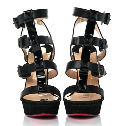 Christian Louboutin Calfskin Rockin Buckle Up 140 Platform Sandals 39.5 Black 2 of 7