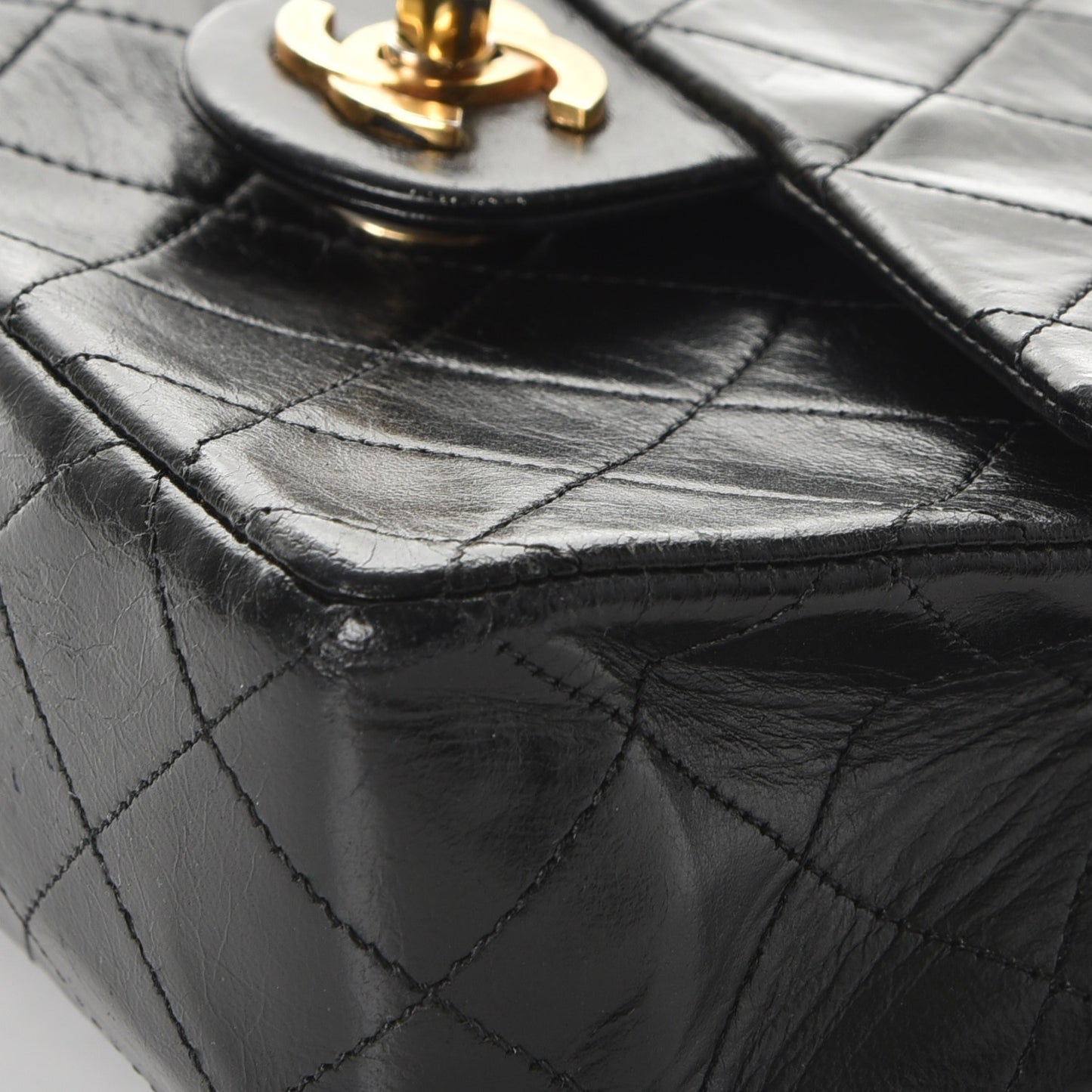 Lambskin Quilted Mini Square Flap Black
