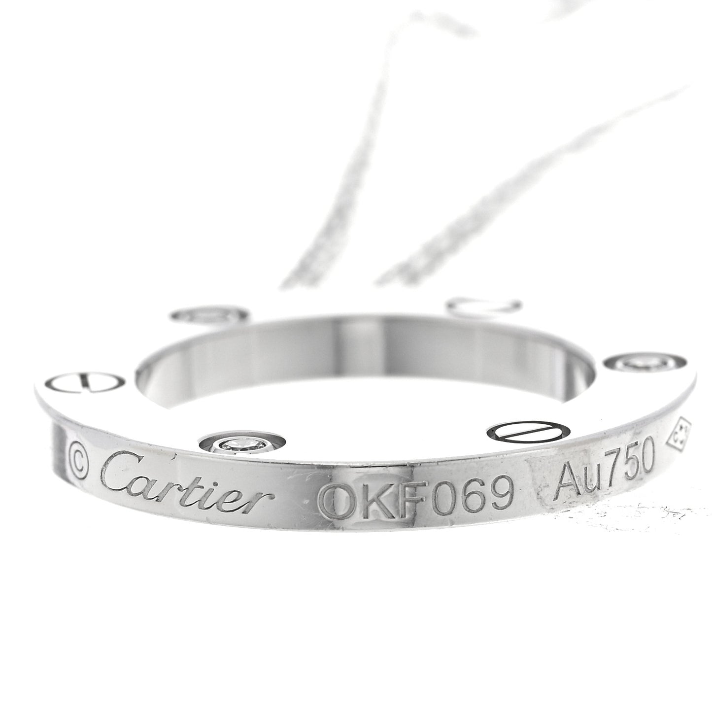 18K White Gold 3 Diamonds LOVE Pendant Necklace