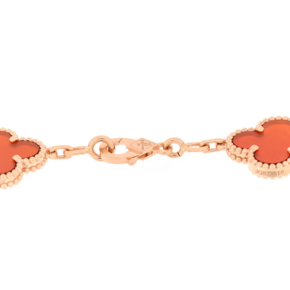Van Cleef & Arpels 18K Rose Gold Carnelian 5 Motifs Guilloche Vintage Alhambra Bracelet 3 of 3