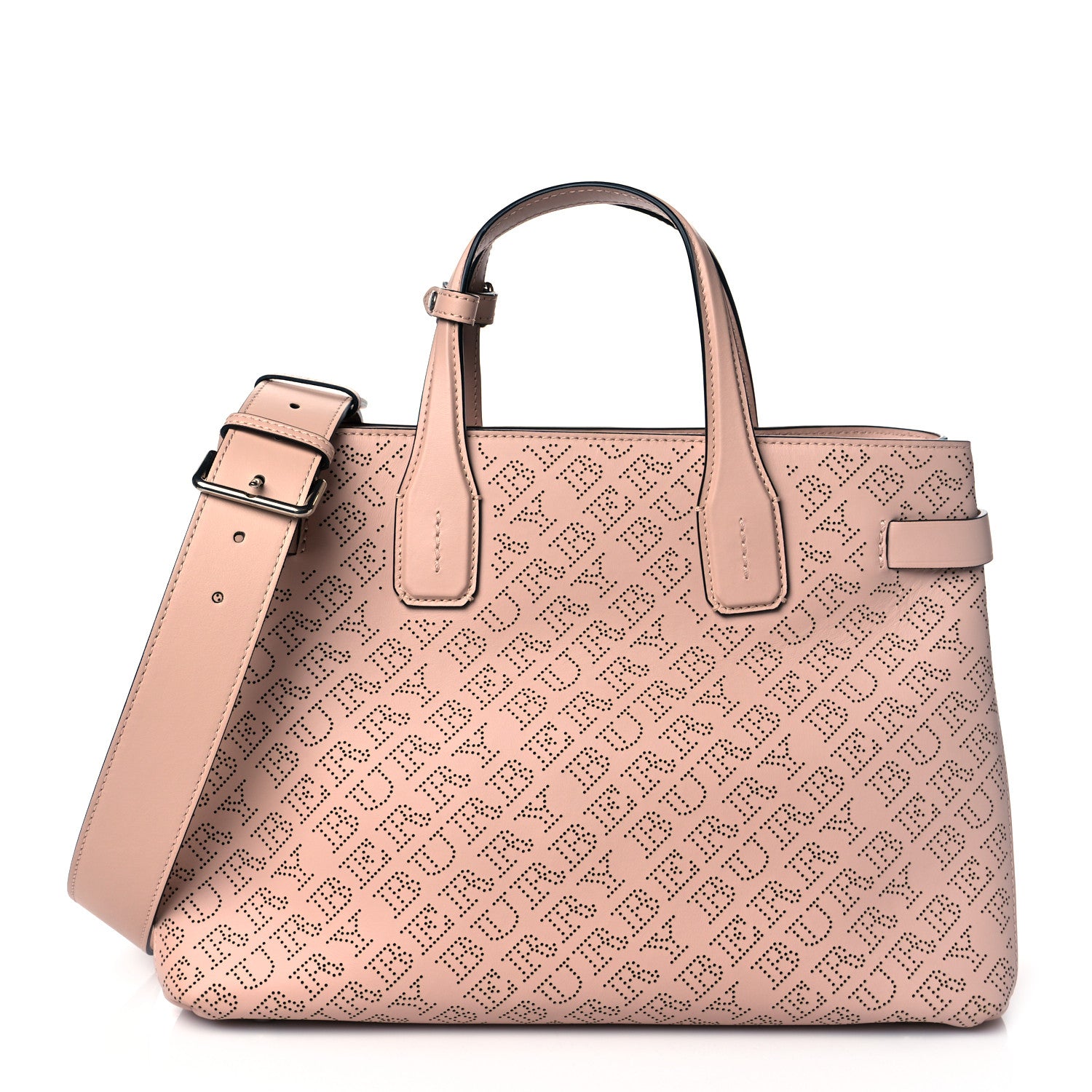 Burberry Calfskin Perforated Medium Banner Tote Chalk Pale Pink 1 of 10