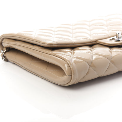 Chanel Patent Quilted Clutch with Chain Flap Beige 6 of 10