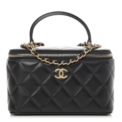 Chanel Lambskin Quilted Small Top Handle Vanity Case With Chain Black 1 of 11
