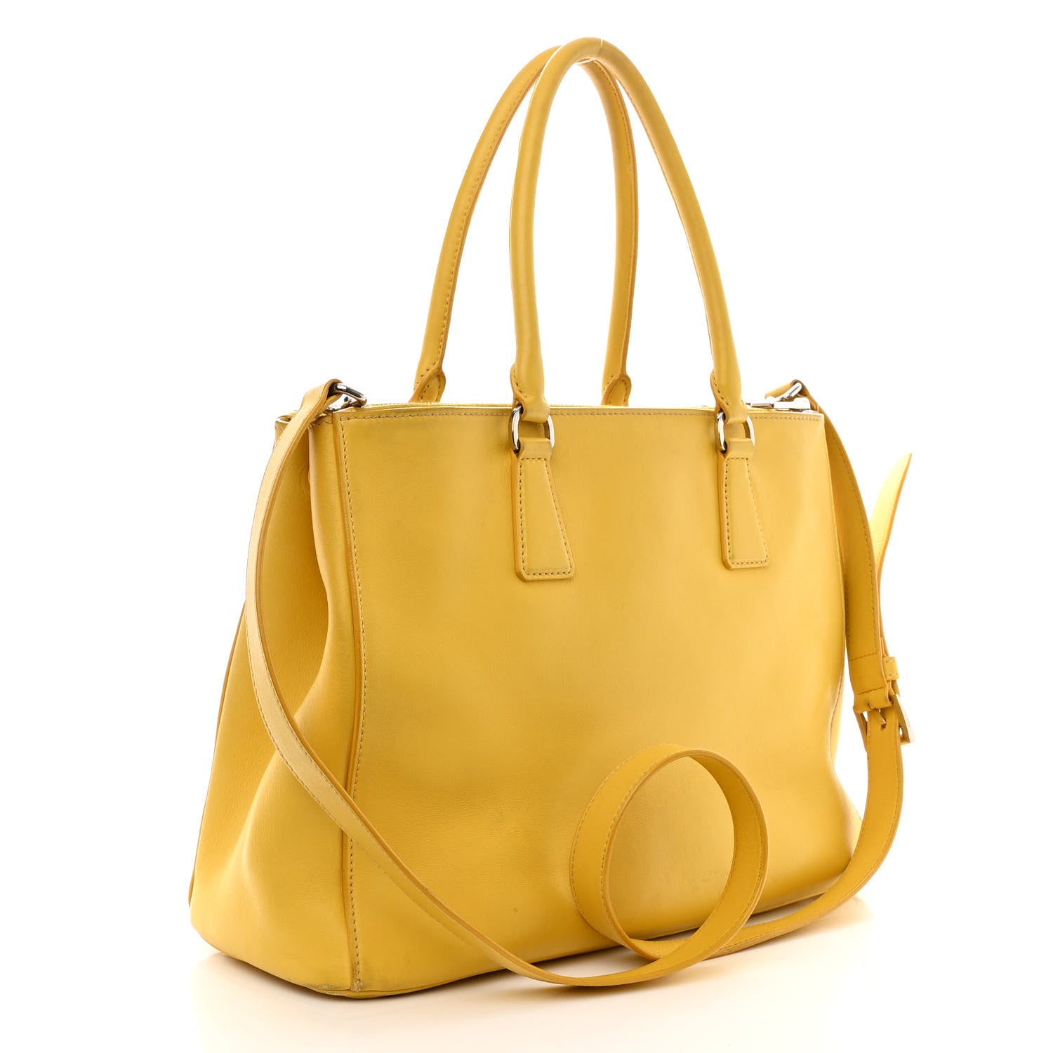 Prada City Calf Medium Galleria Double Zip Tote Yellow 3 of 25