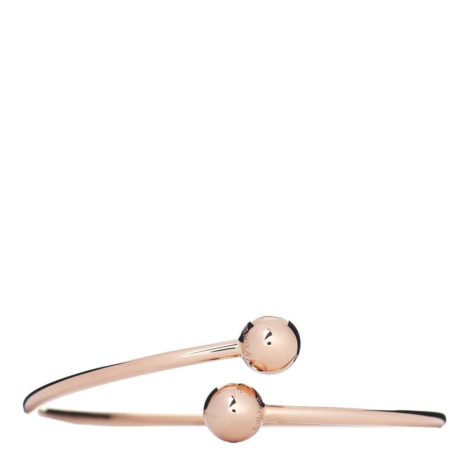 Tiffany 18K Rose Gold 8mm HardWear Ball Bypass Bracelet 1 of 5