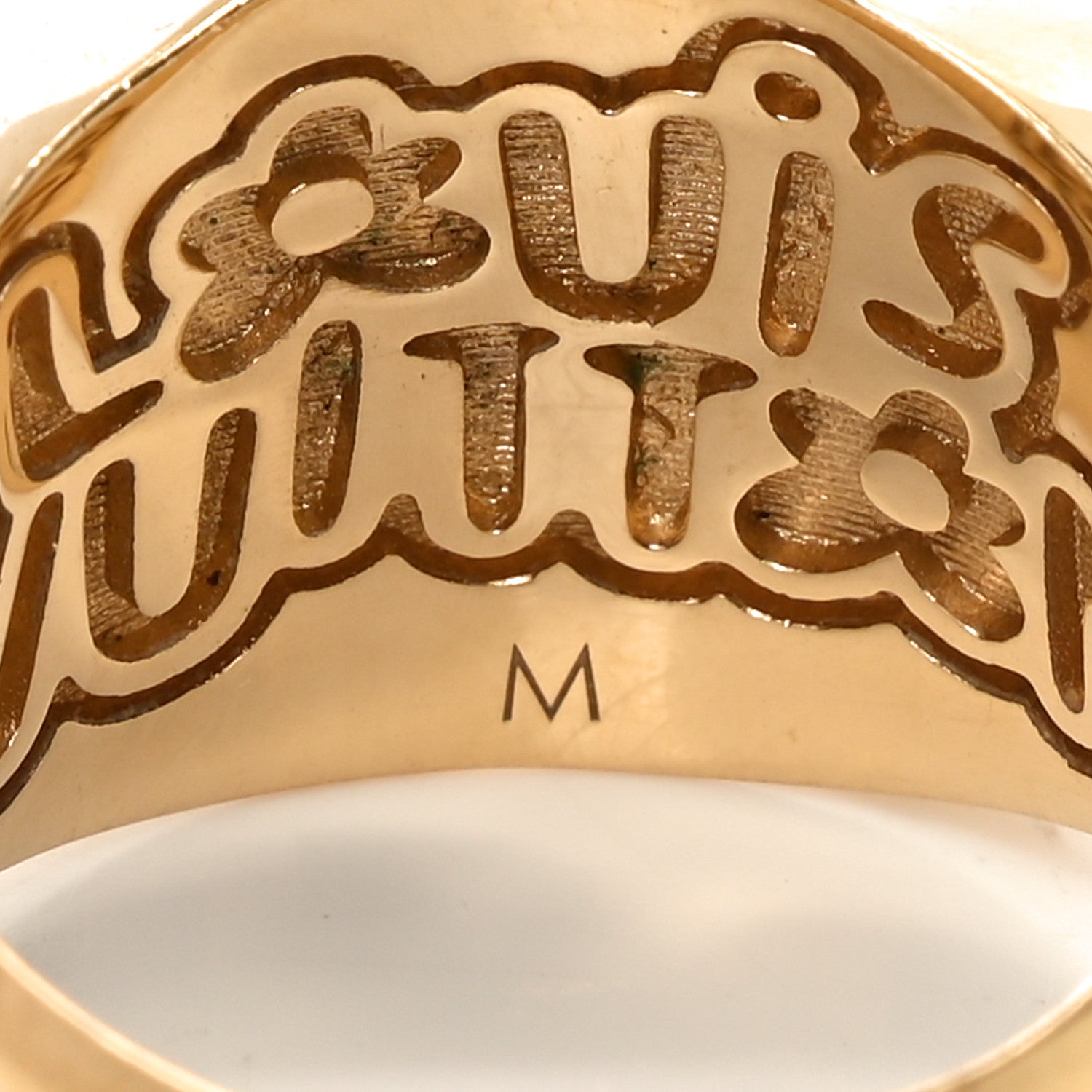 Louis Vuitton Metal Crystal LV Flower Waves Ring M Gold Blue