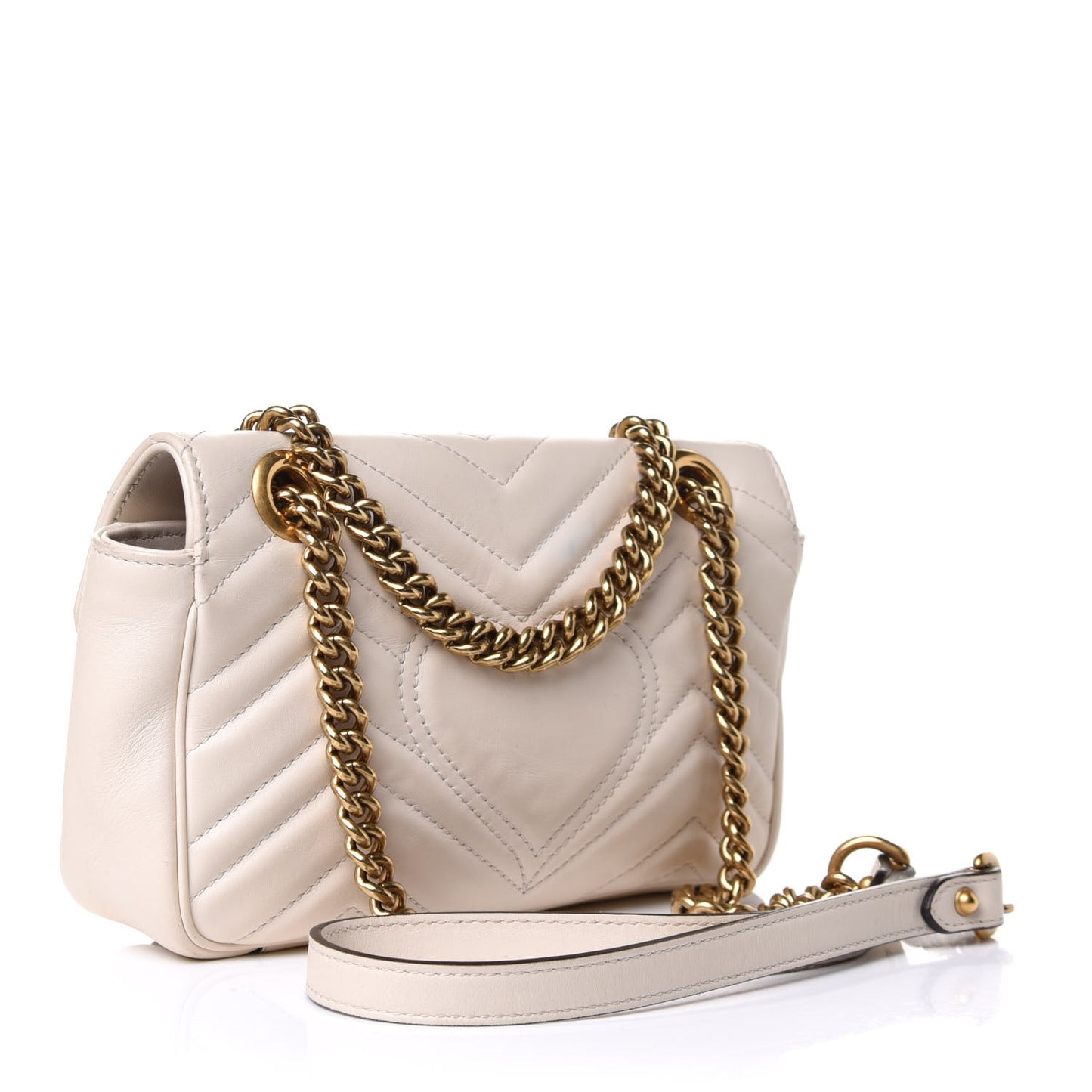 Calfskin Matelasse Mini GG Marmont Shoulder Bag White