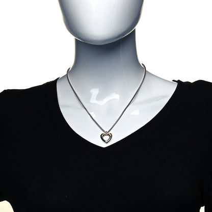 Tiffany Sterling Silver 18K Yellow Gold Open Heart Pendant Necklace 2 of 5