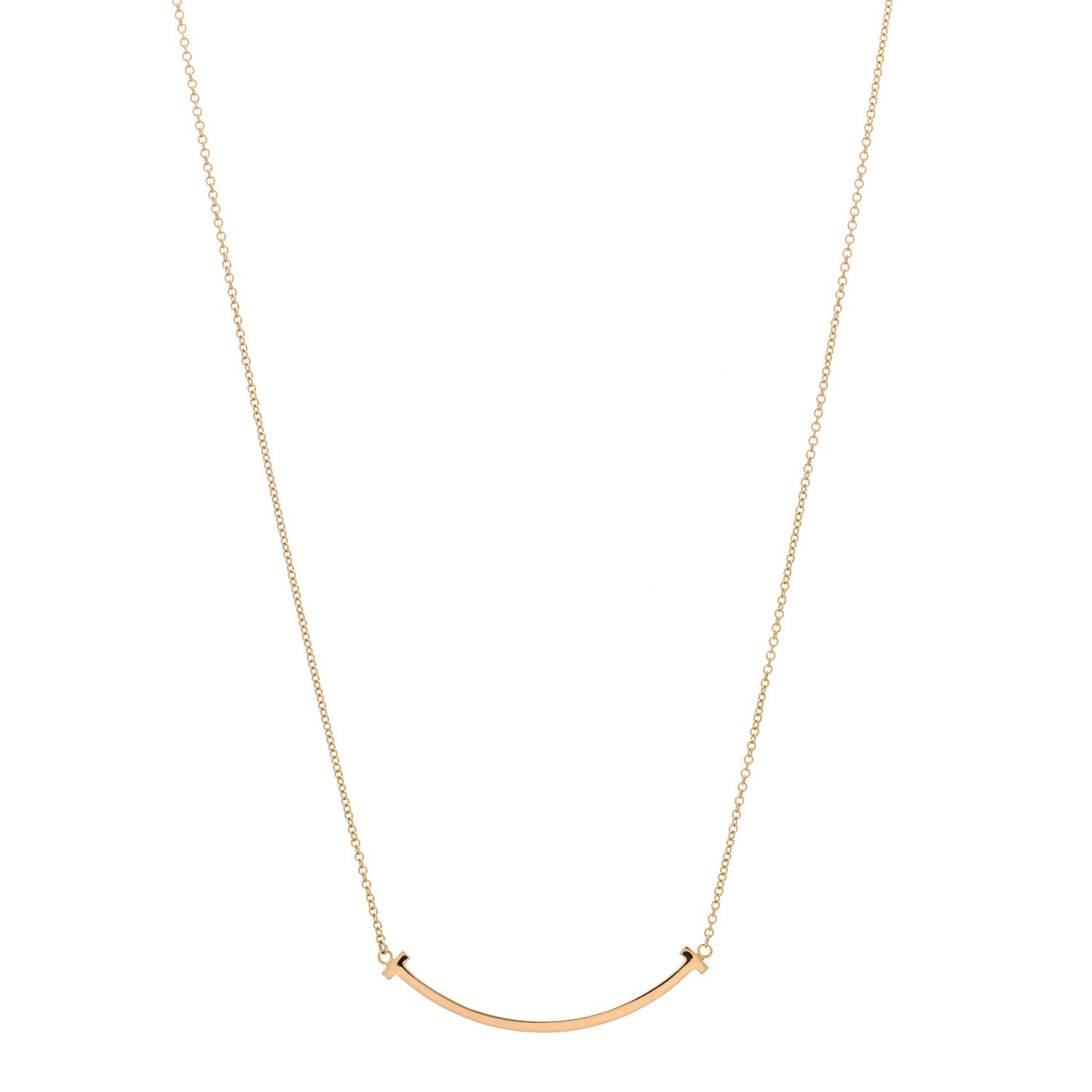 Tiffany 18K Rose Gold Small T Smile Pendant Necklace 1 of 3