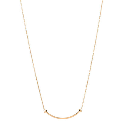 Tiffany 18K Rose Gold Small T Smile Pendant Necklace 1 of 3