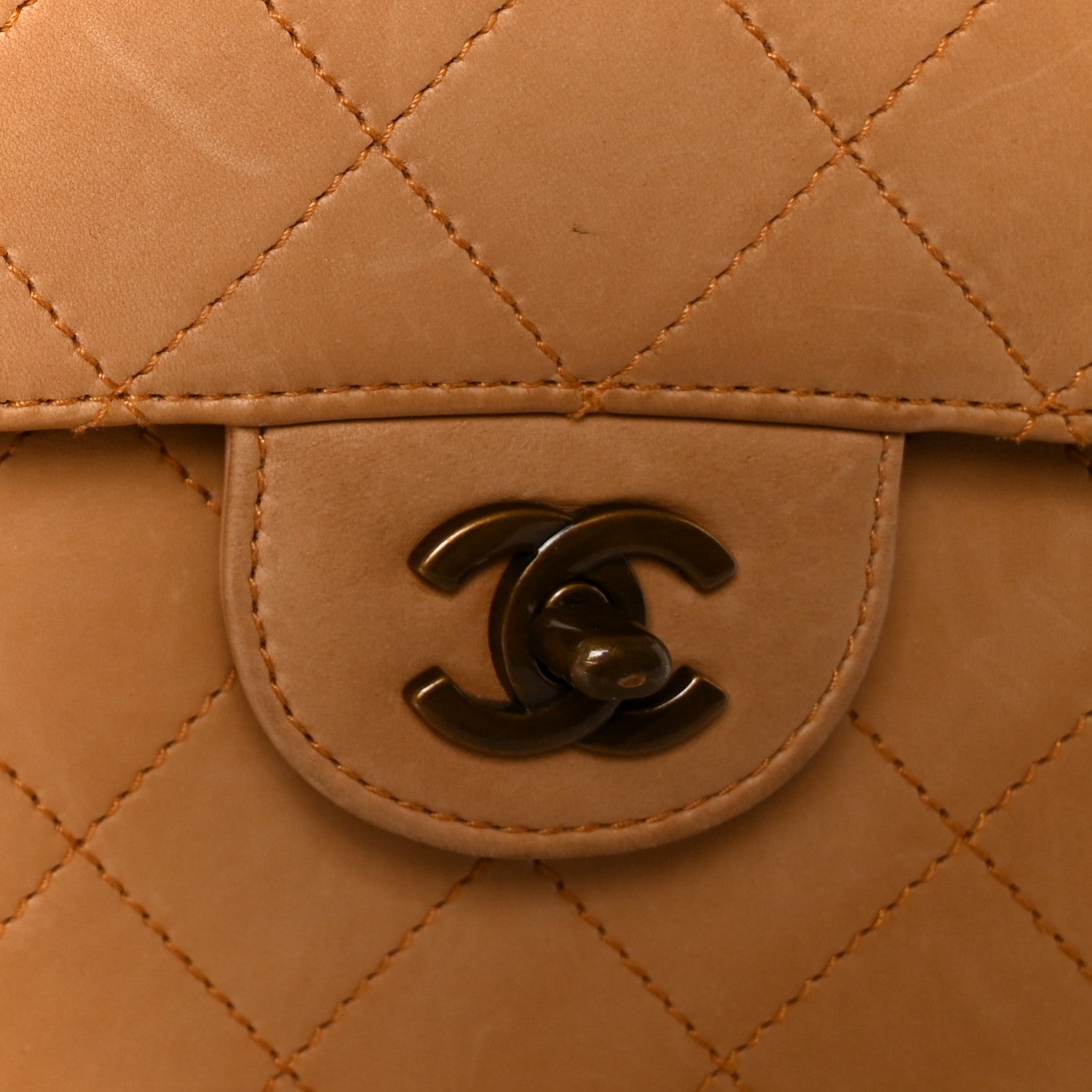 Chanel Lambskin Stitched Jumbo Single Flap Beige 13 of 13