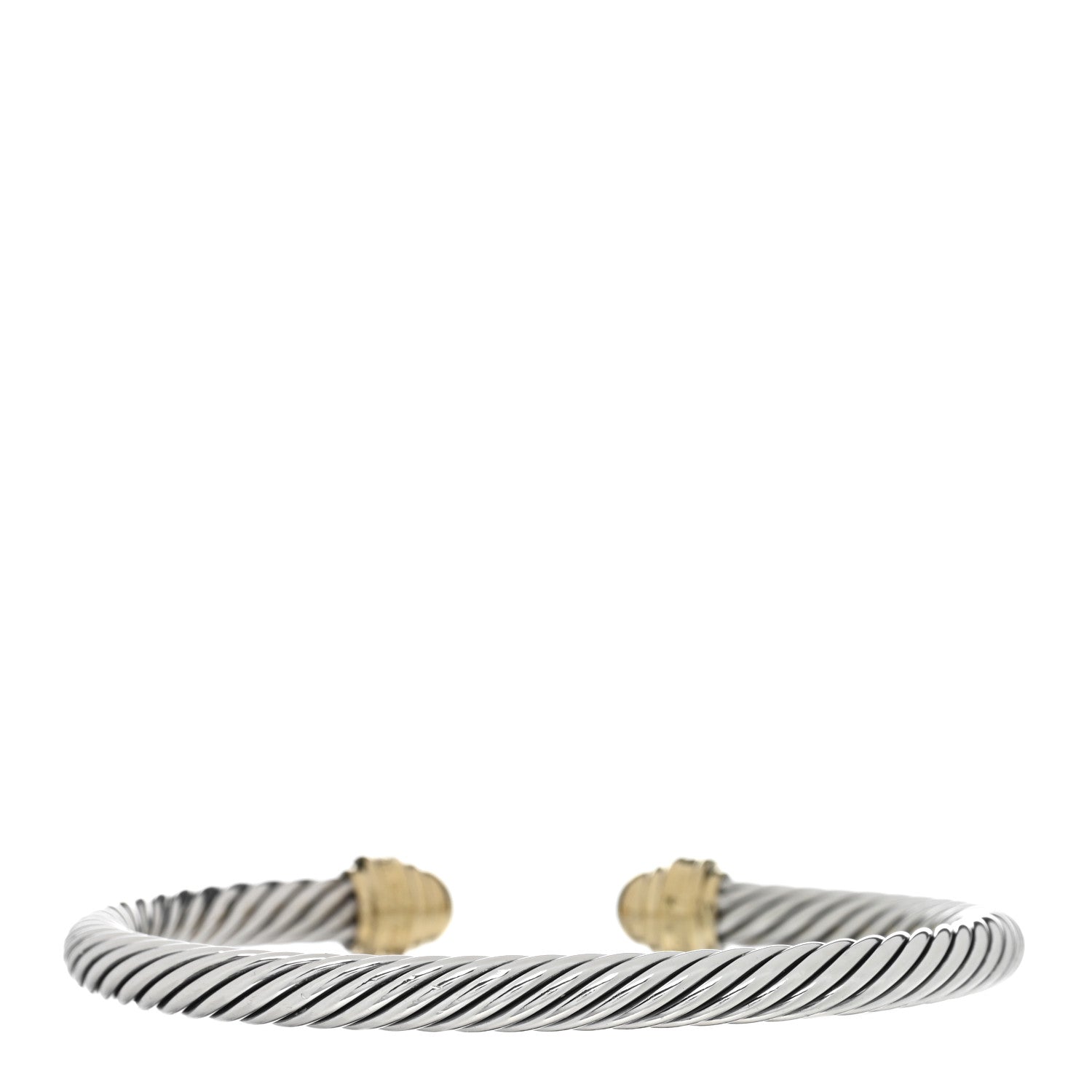David Yurman Sterling Silver 18K Yellow Gold Diamond 5mm Dome Cable Classics Bracelet 2 of 3