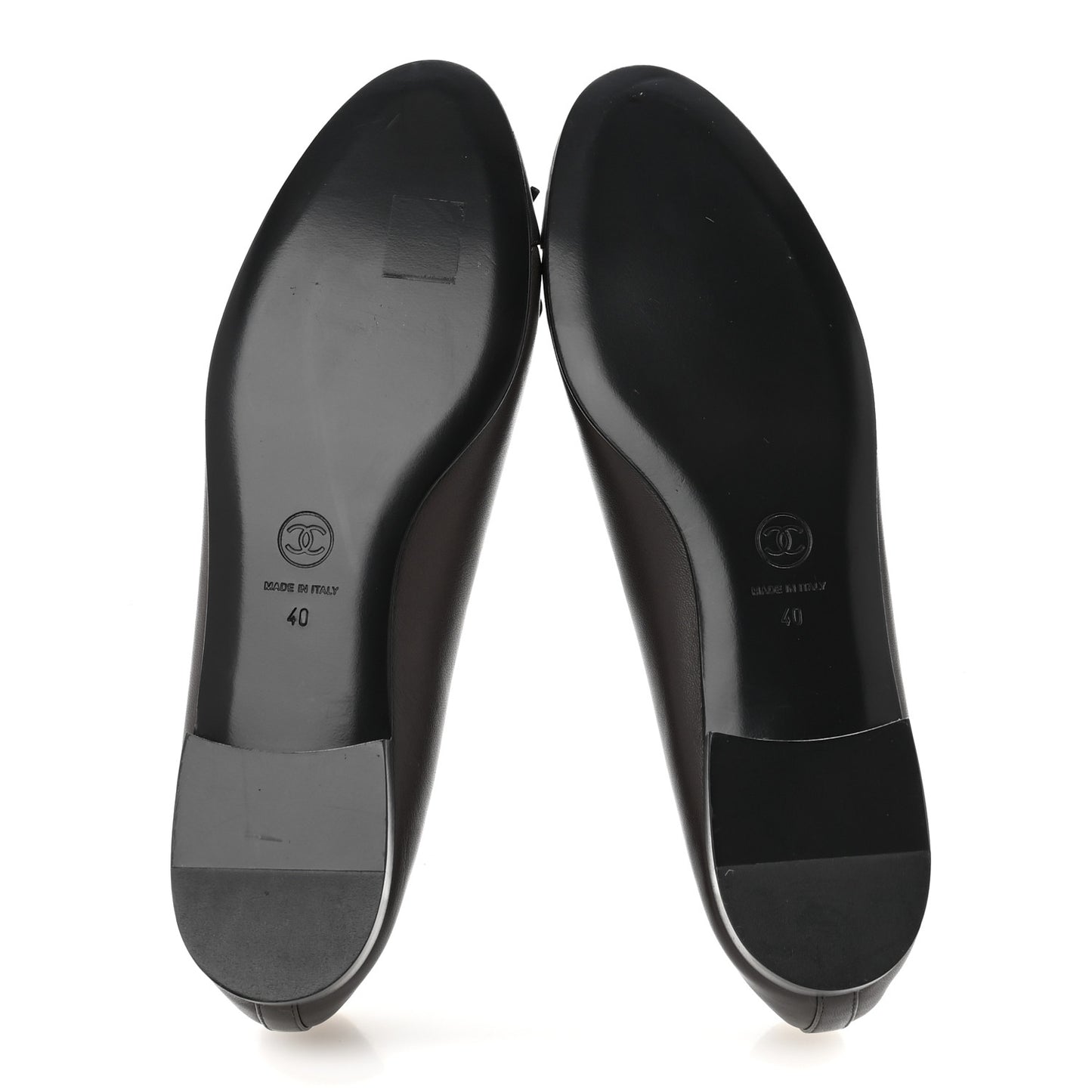 Lambskin Cap Toe CC Ballerina Flats 40 Brown Black