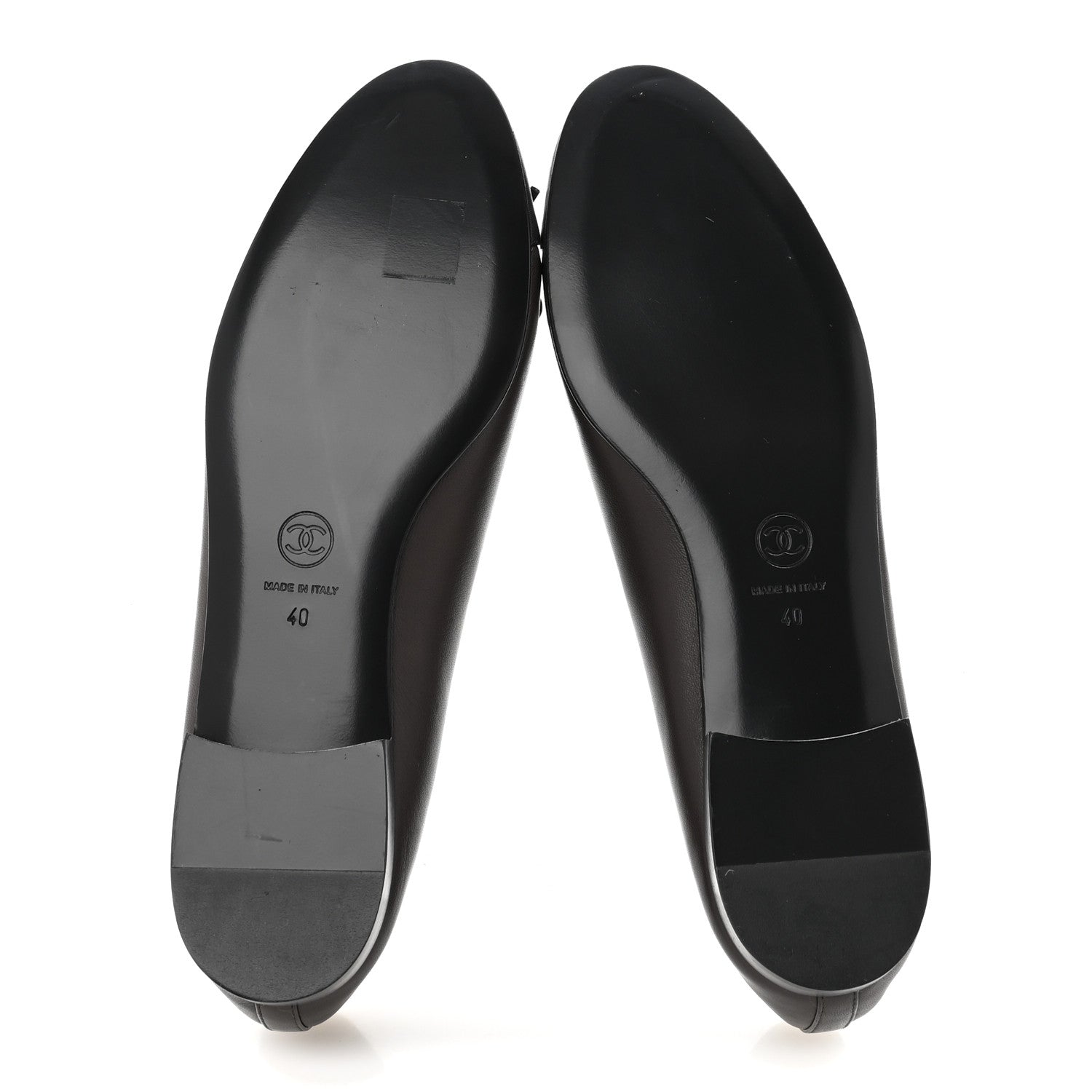 Chanel Lambskin Cap Toe CC Ballerina Flats 40 Brown Black 6 of 9