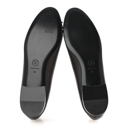 Chanel Lambskin Cap Toe CC Ballerina Flats 40 Brown Black 6 of 9