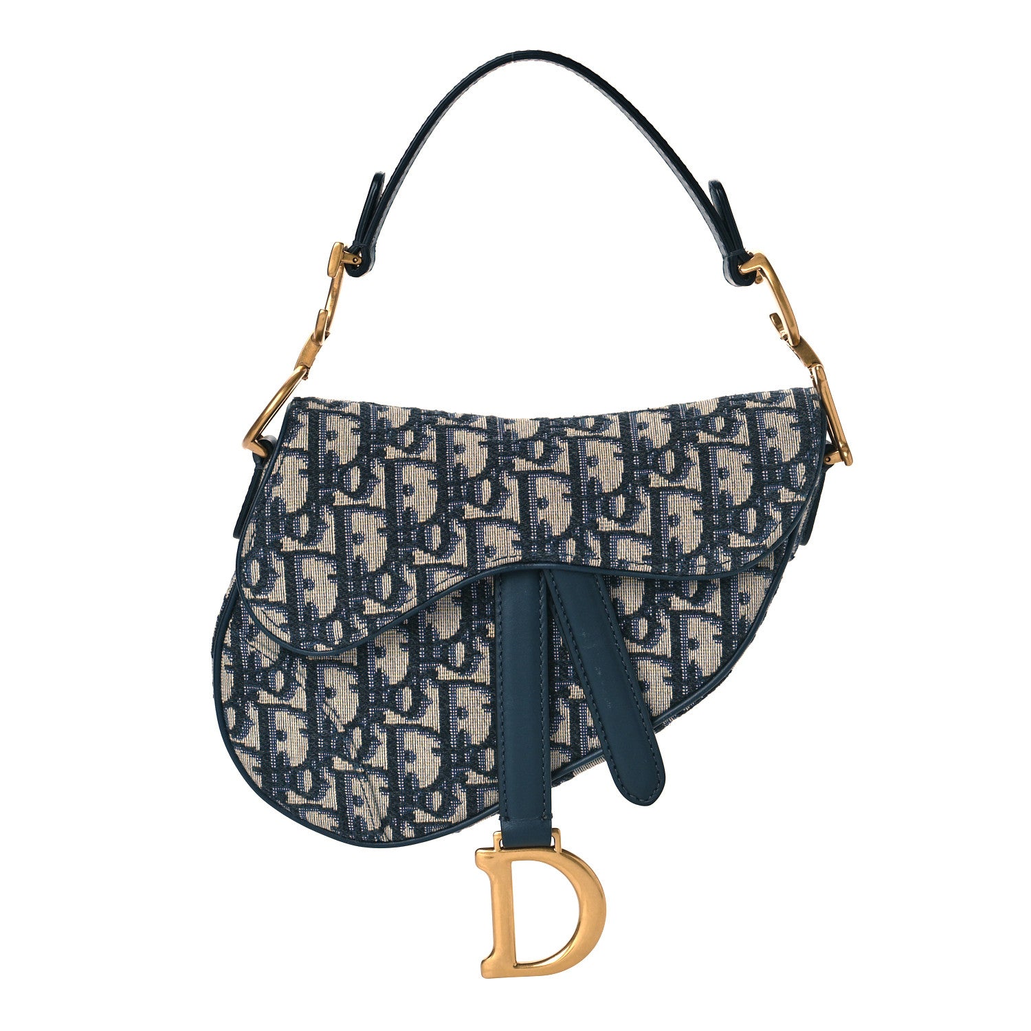 Christian Dior Oblique Mini Saddle Bag Blue 1 of 9