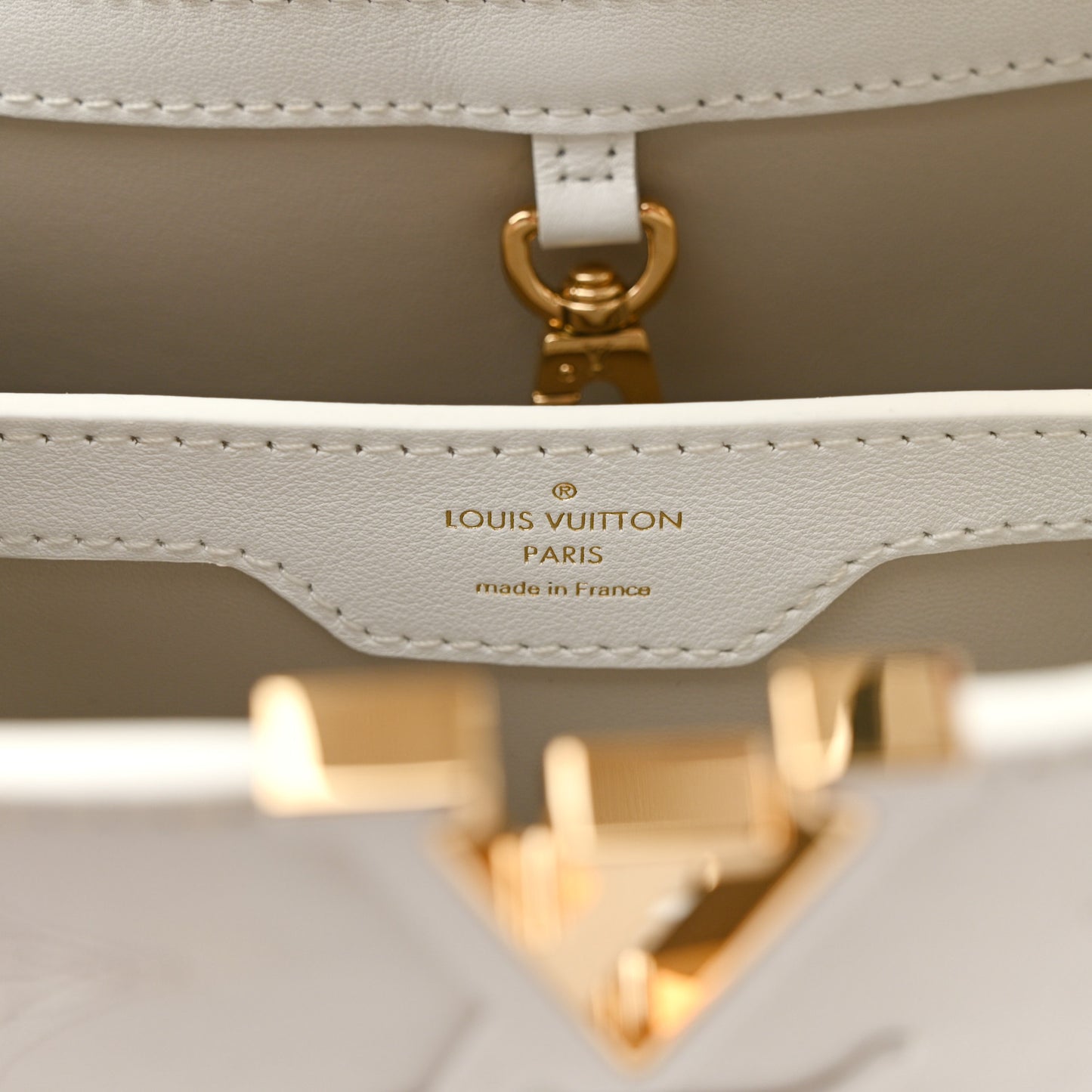 Calfskin LV Broderie Capucines BB White