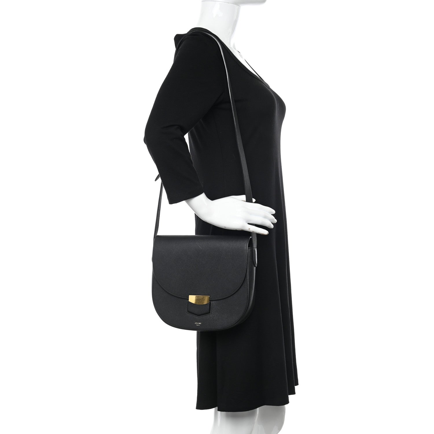 Celine Grained Calfskin Compact Trotteur Black 2 of 13