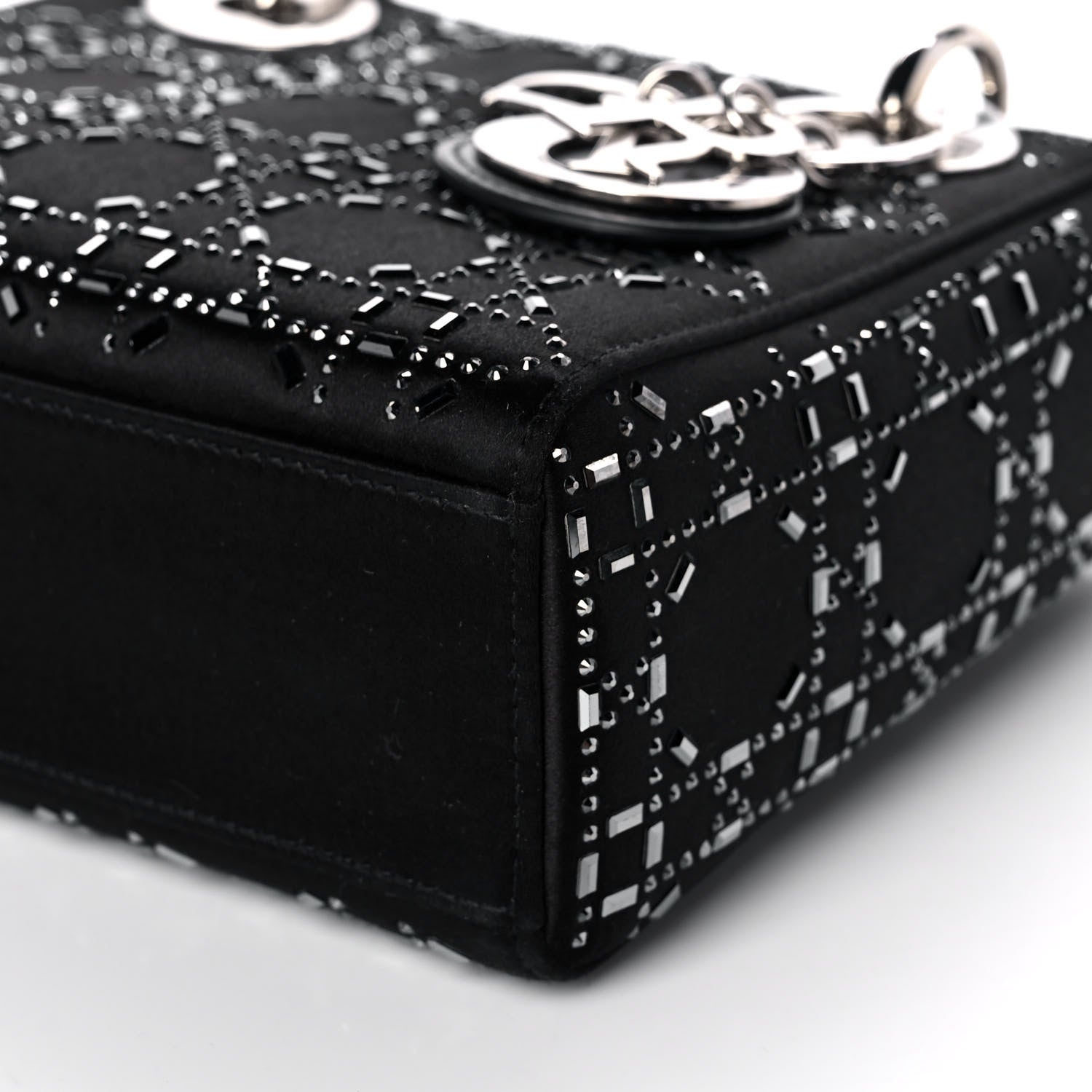 Christian Dior Satin Crystal Cannage Mini Lady Dior Black 6 of 12