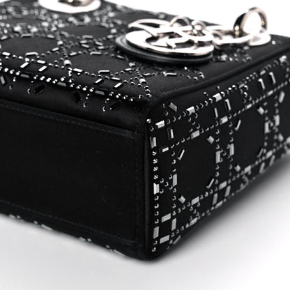 Christian Dior Satin Crystal Cannage Mini Lady Dior Black 6 of 12