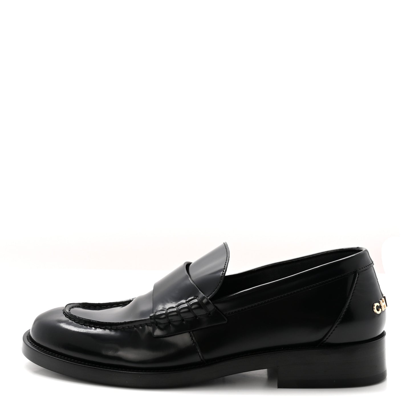 Shiny Calfskin Logo Loafers 39 Black