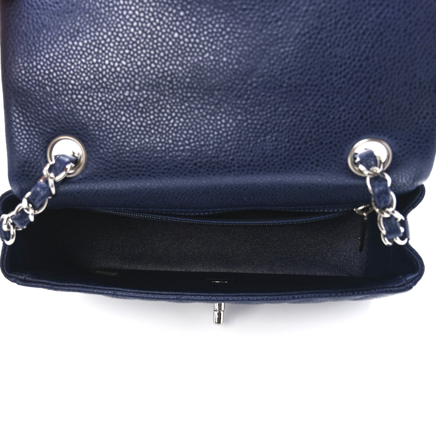 Caviar Quilted Mini Rectangular Flap Navy