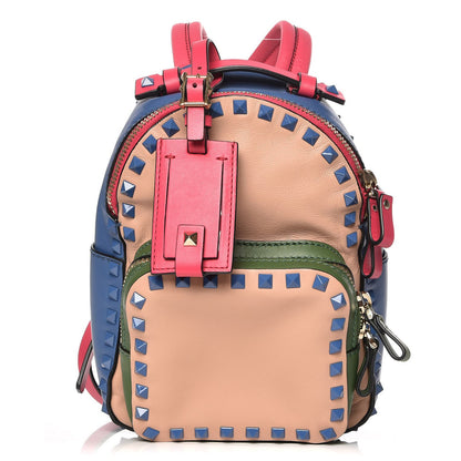 Valentino Garavani Calfskin Colorblock Mini Rockstud Backpack Skin Sorbet Indaco Green Deep Fuxia 1 of 8