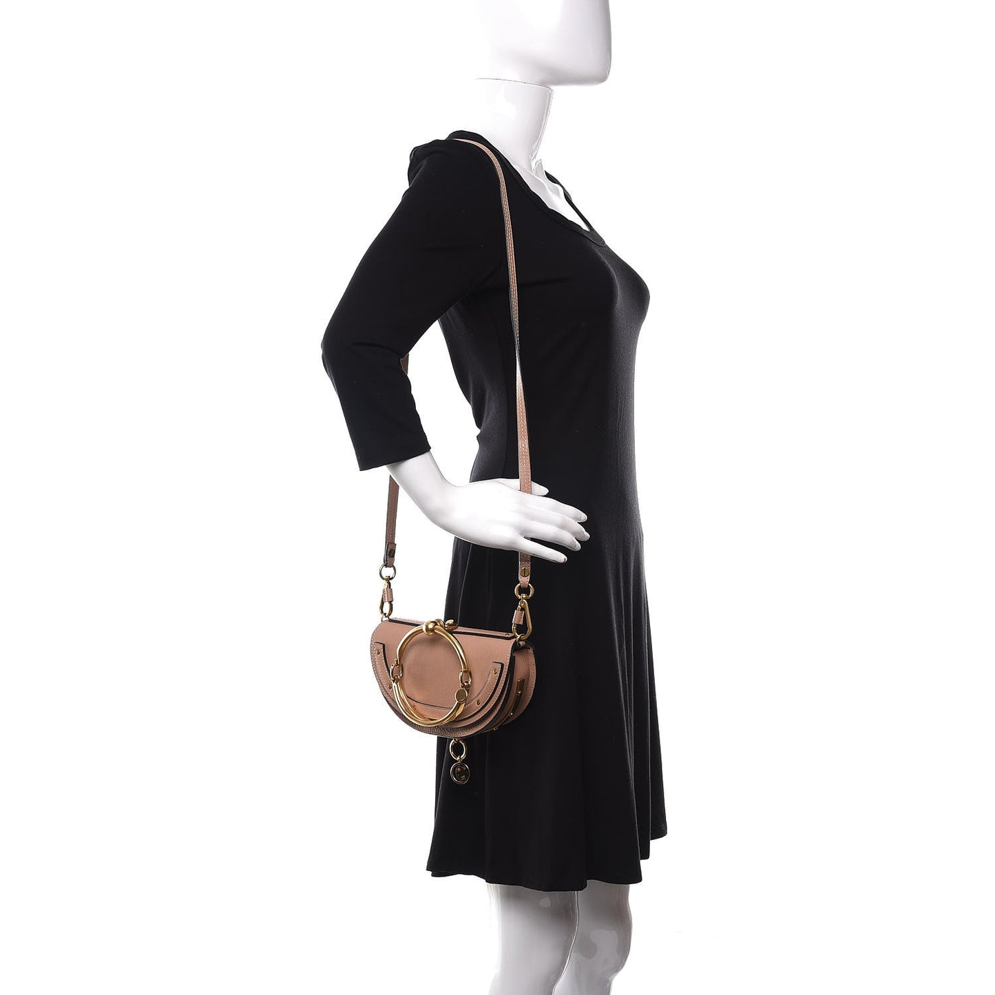 Calfskin Small Nile Bracelet Minaudiere Bag Biscotti Beige