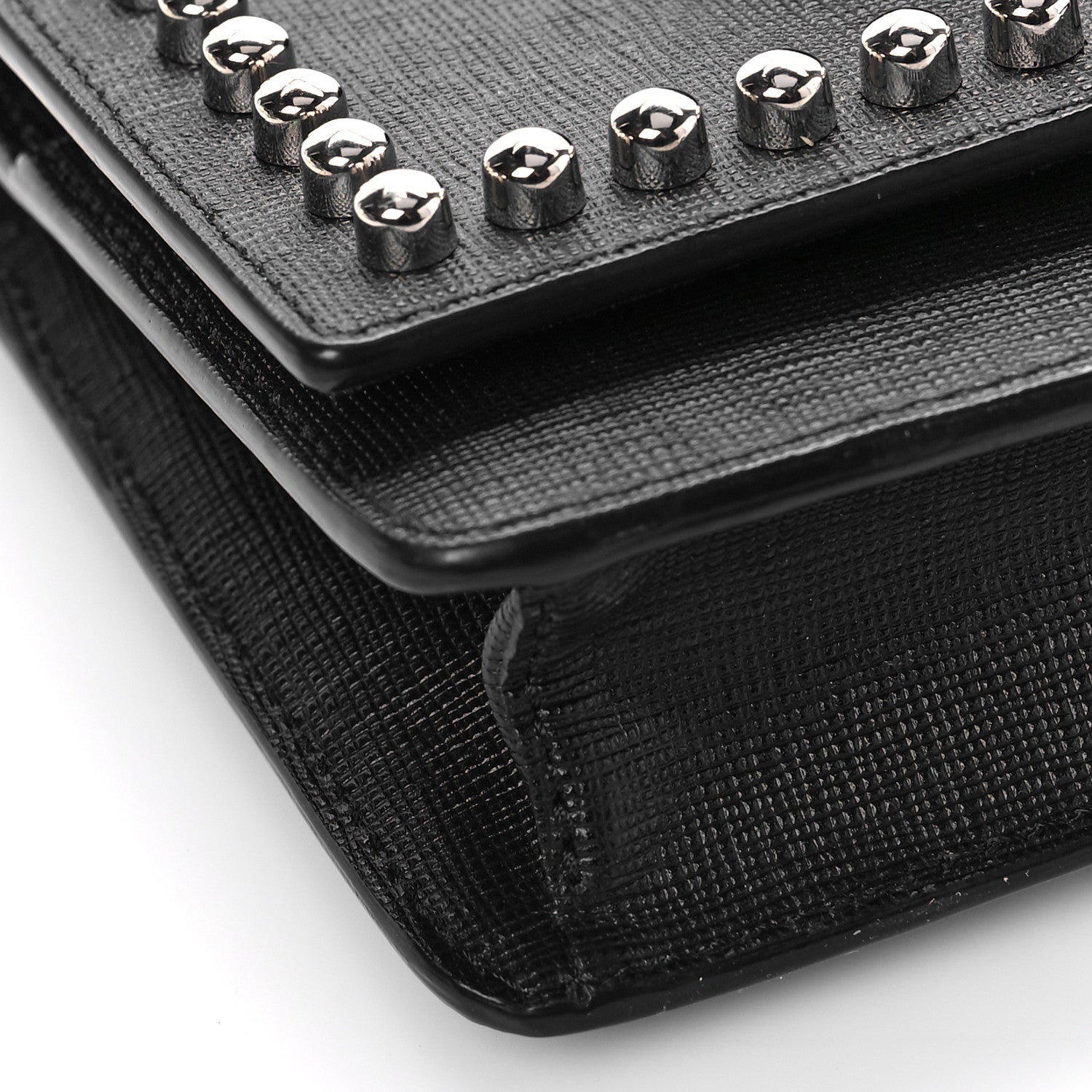 Fendi Vitello Elite Mink Fur Studded Karlito Tube Wallet on Chain Black 6 of 7