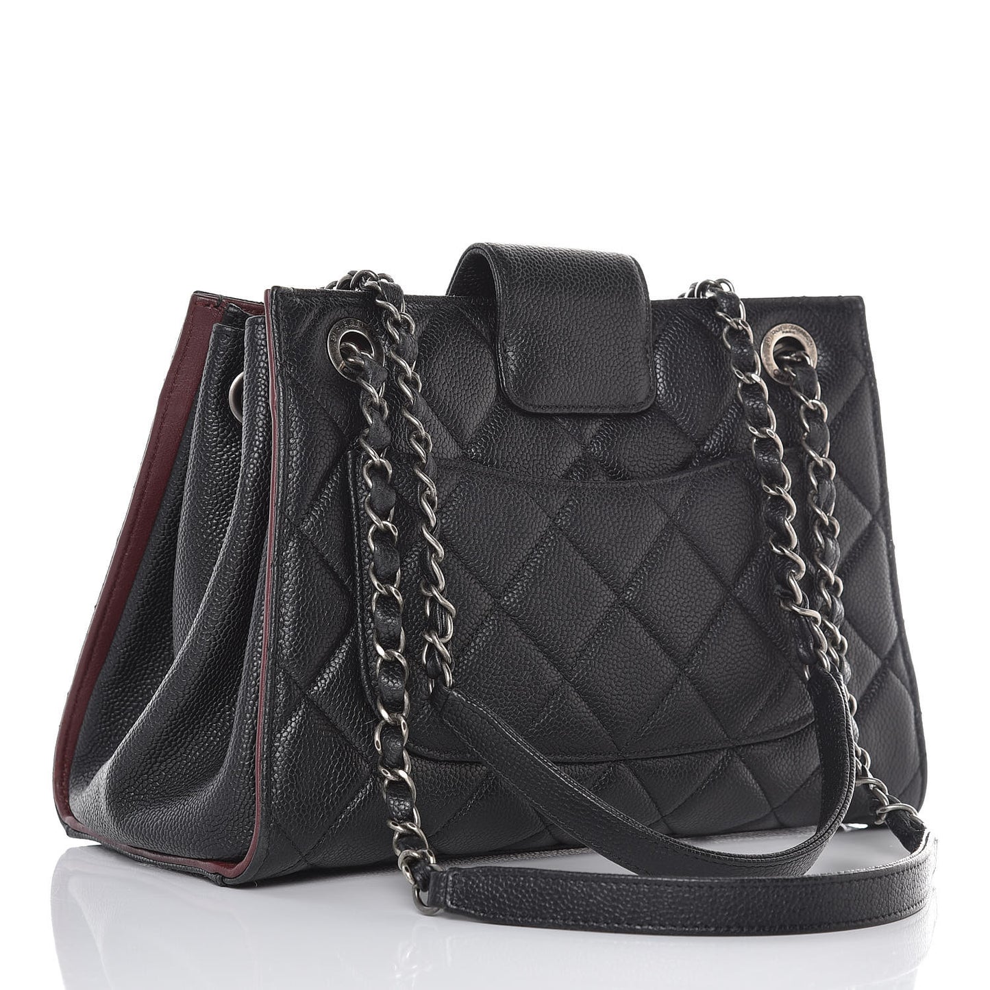 Caviar Quilted Medium CC Accordion Shopping Bag Black