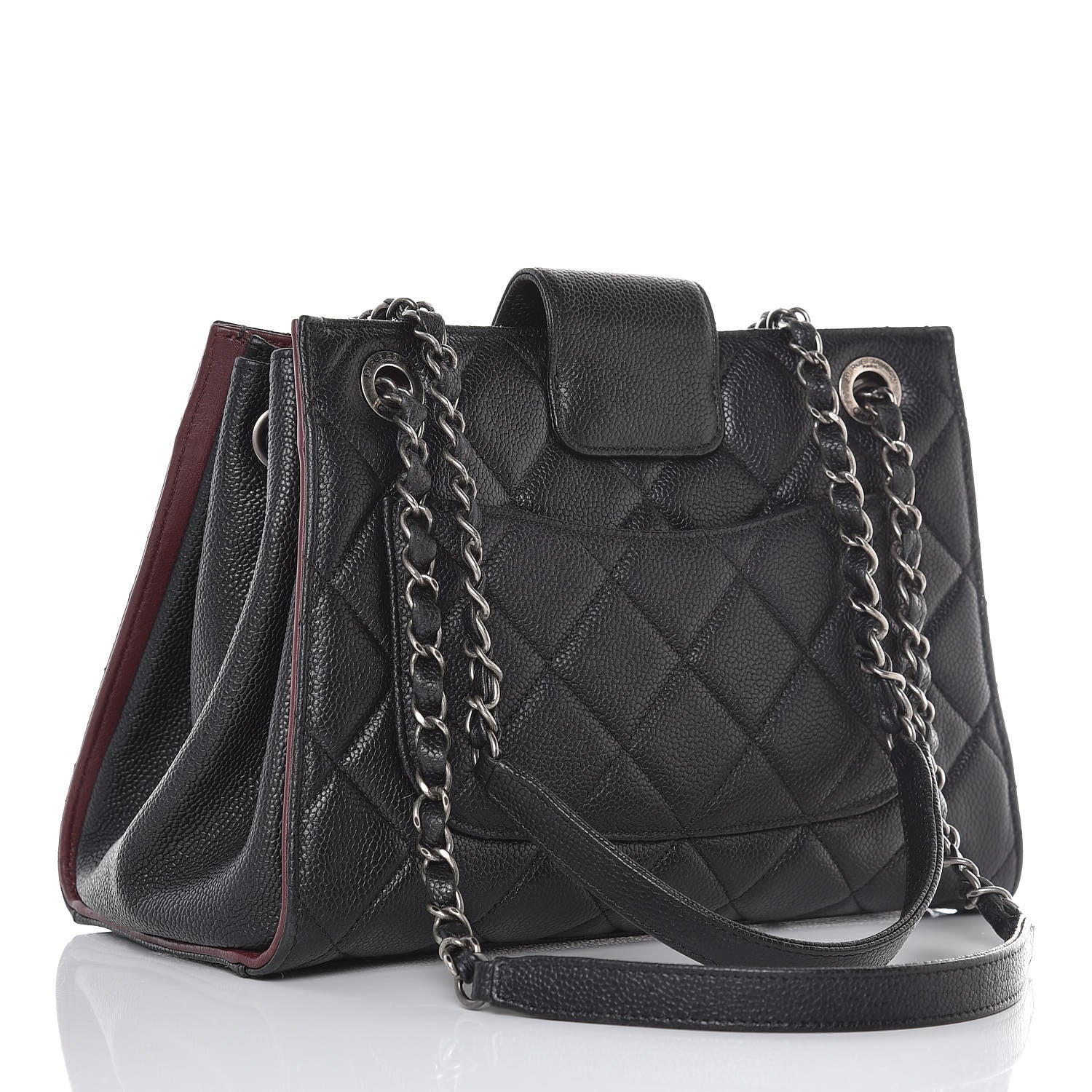 Chanel Caviar Quilted Medium CC Accordion Shopping Bag Black 3 of 13