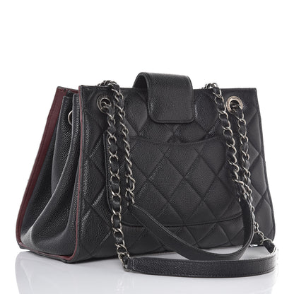 Chanel Caviar Quilted Medium CC Accordion Shopping Bag Black 3 of 13