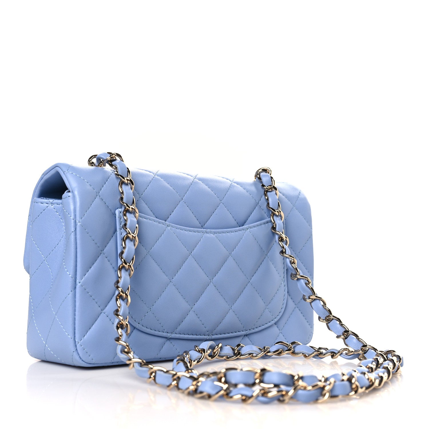 Chanel Lambskin Quilted Mini Rectangular Flap Light Blue 3 of 10