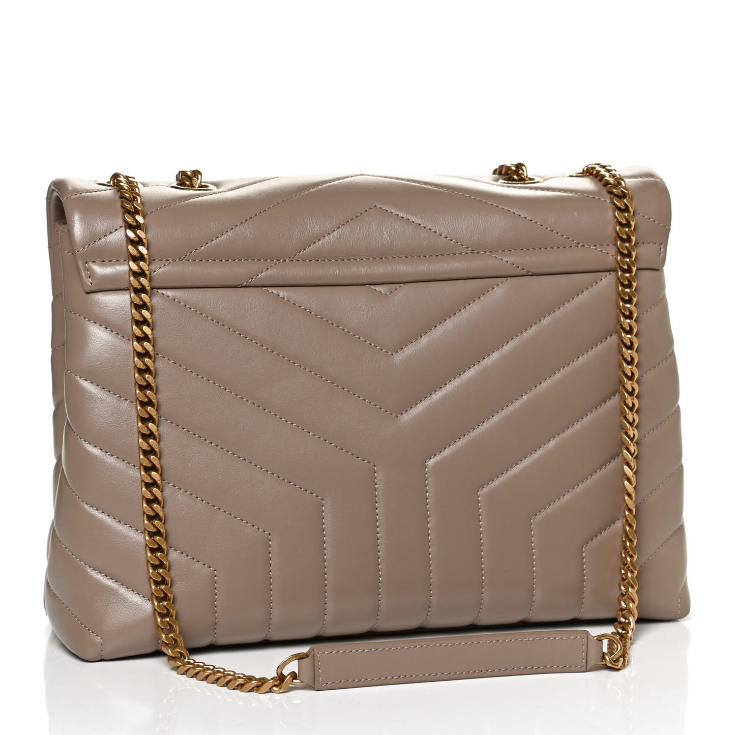 Calfskin Y Quilted Monogram Medium Loulou Chain Satchel Taupe