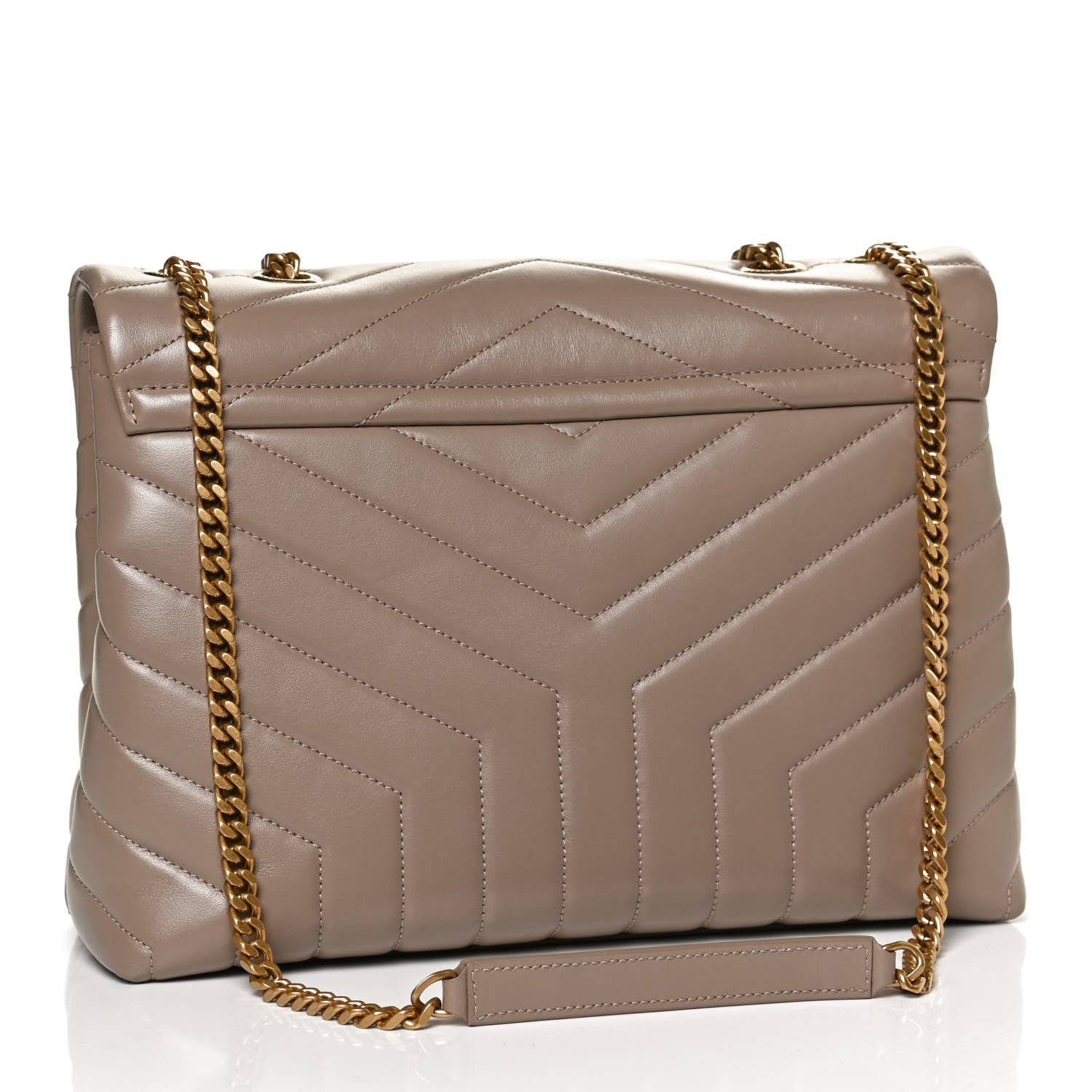 Saint Laurent Calfskin Y Quilted Monogram Medium Loulou Chain Satchel Taupe 3 of 11